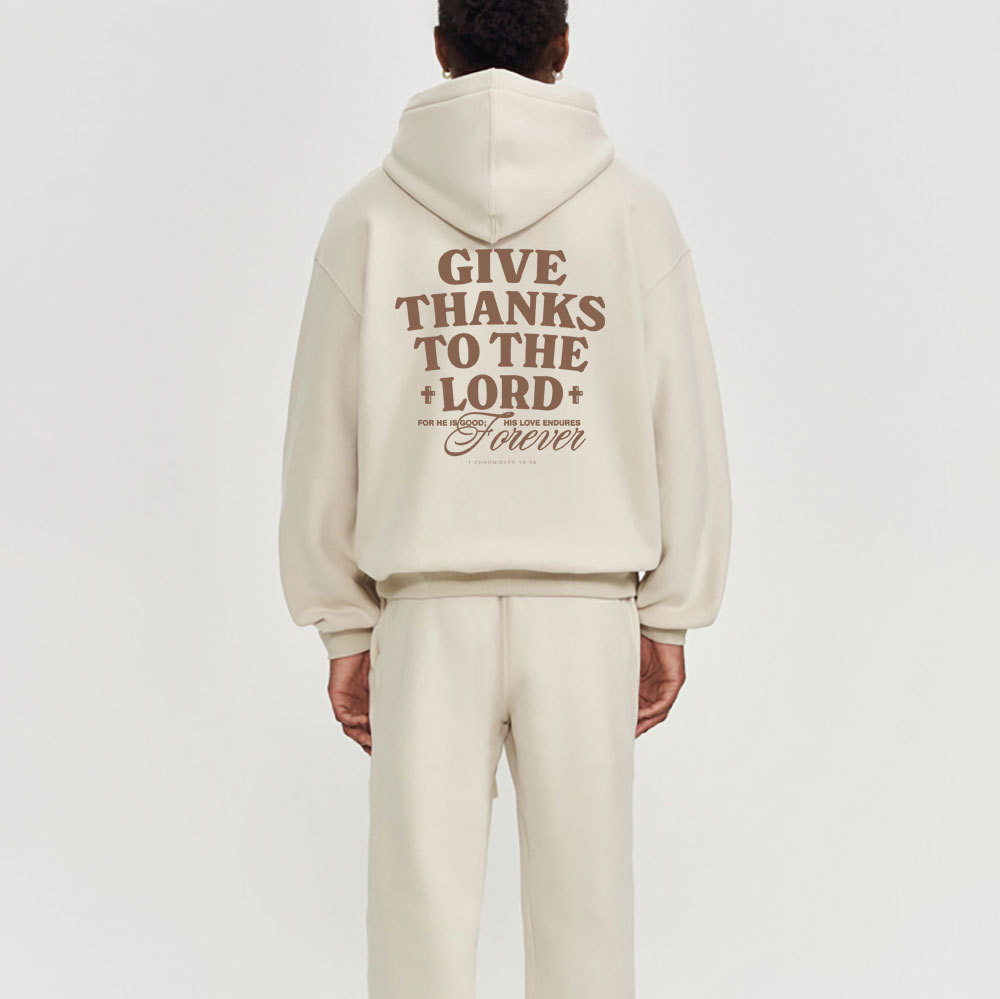 Give Thanks To The Lord Christian Fleece Hoodie Set