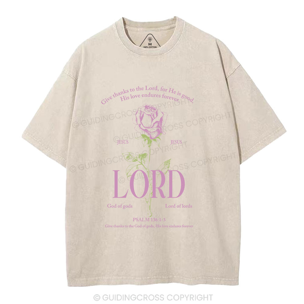 Give Thanks To The Lord Christian Washed T-Shirt