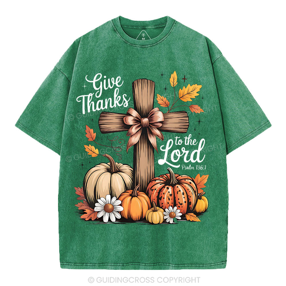 Give Thanks To The Lord Christian Washed T-Shirt