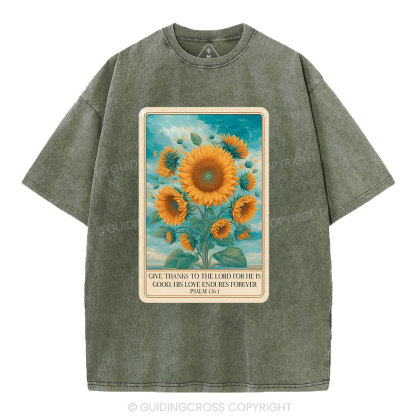 Give Thanks To The Lord Christian Washed T-Shirt