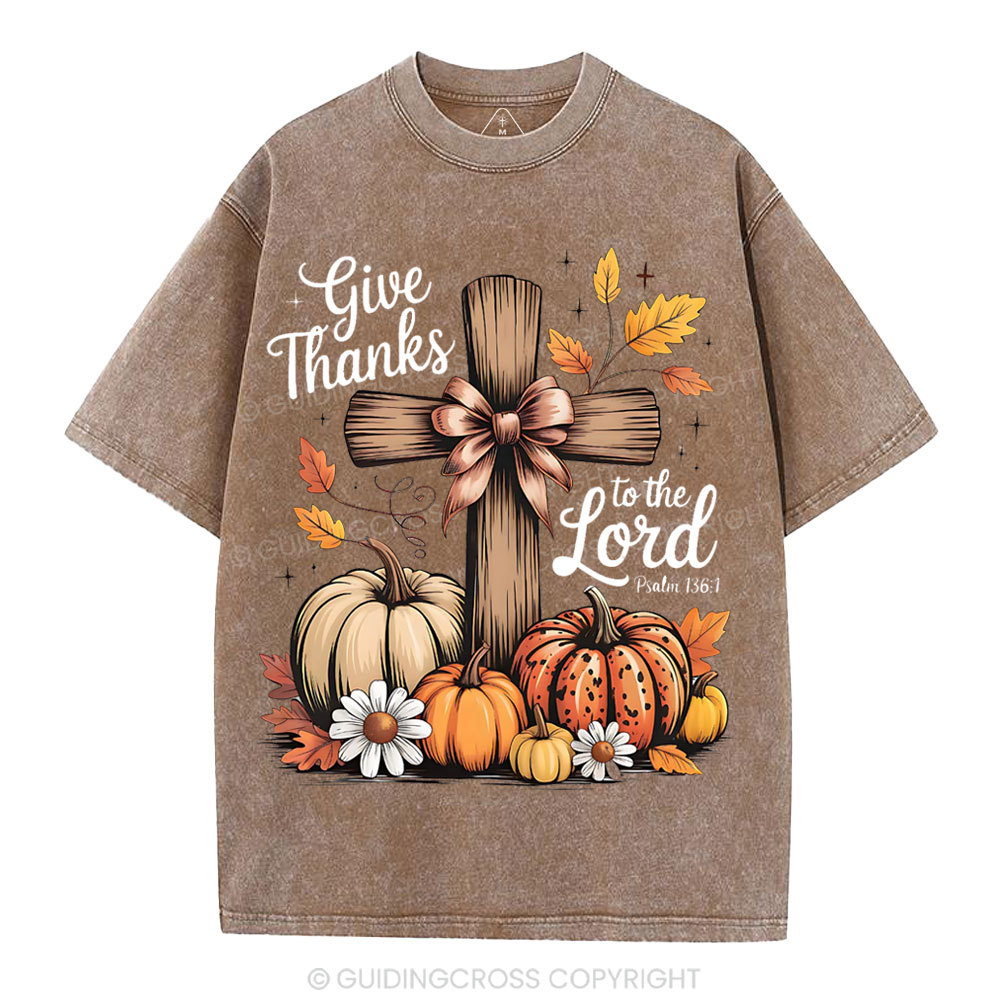 Give Thanks To The Lord Christian Washed T-Shirt