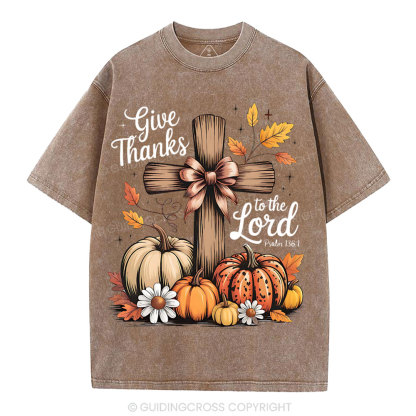 Give Thanks To The Lord Christian Washed T-Shirt