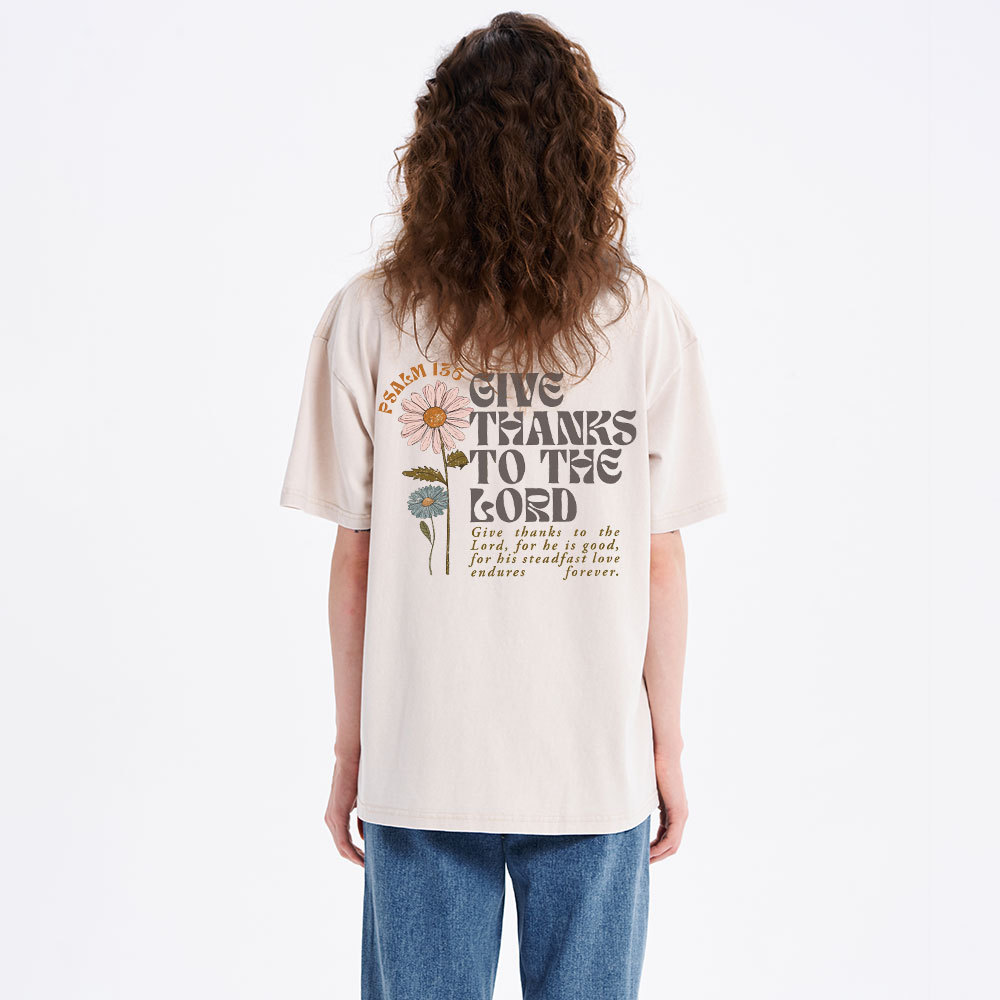 Give Thanks To The Lord Christian Washed T-Shirt