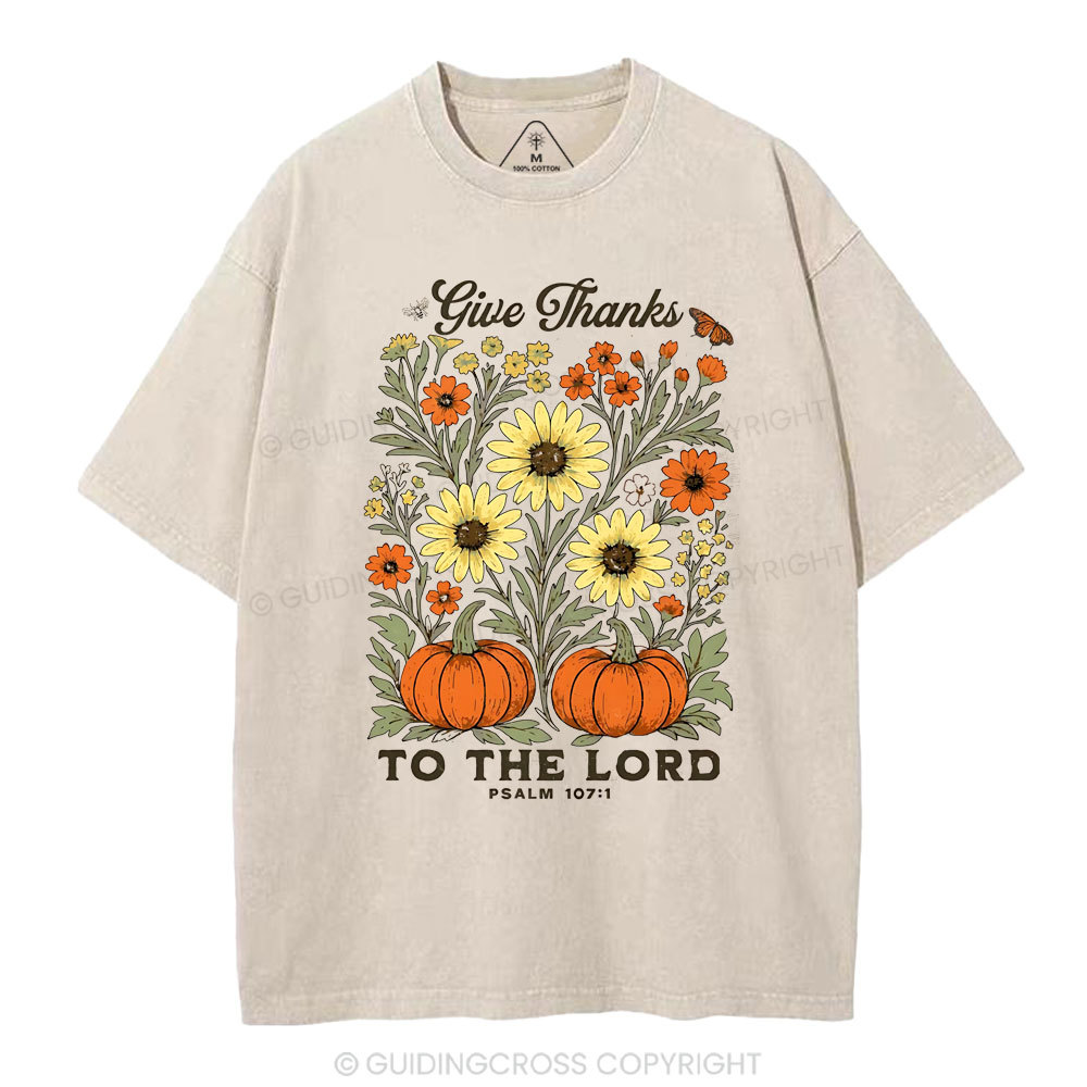 Give Thanks To The Lord Christian Washed T-Shirt