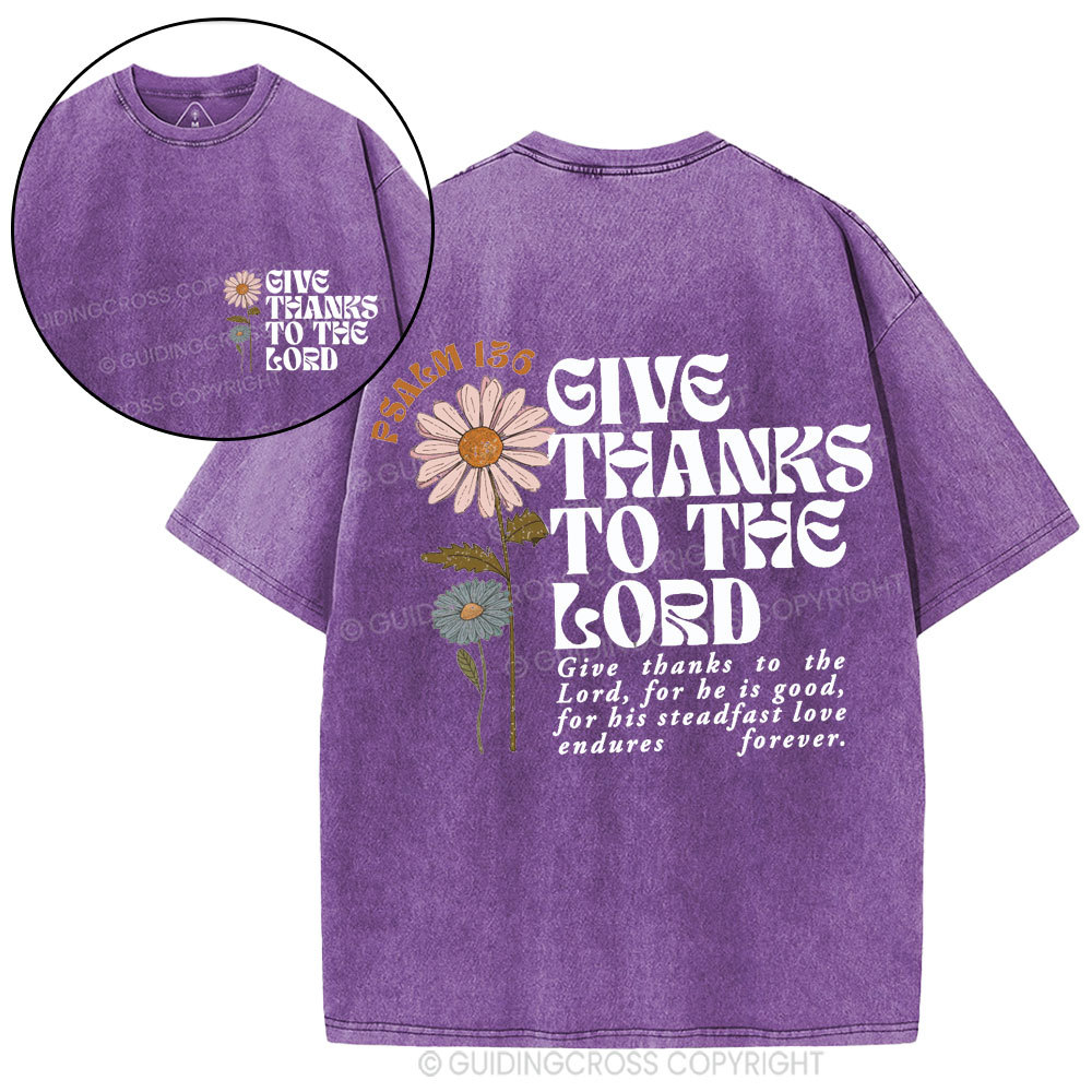 Give Thanks To The Lord Christian Washed T-Shirt