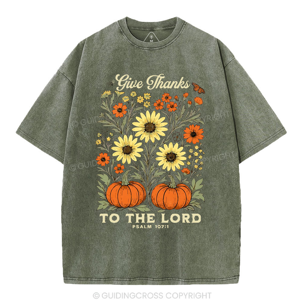 Give Thanks To The Lord Christian Washed T-Shirt