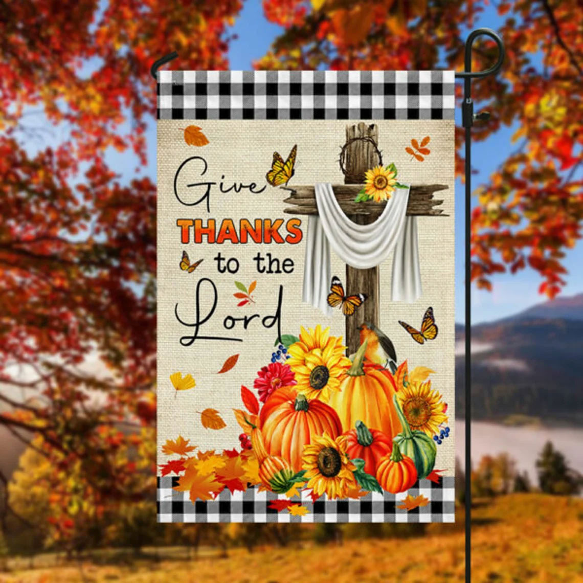 Give Thanks To The Lord Thanksgiving Flag