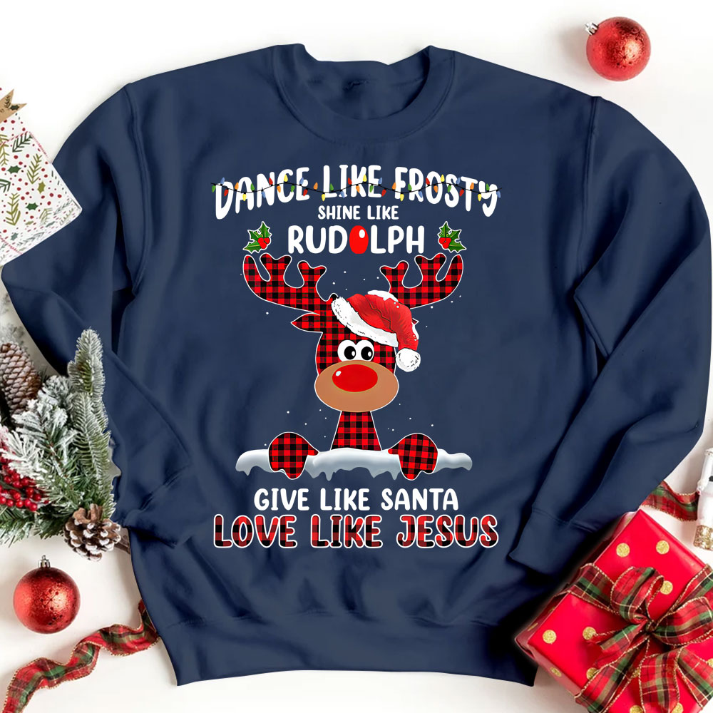 Give like Santa Love Like Jesus Christmas Christian Sweatshirt