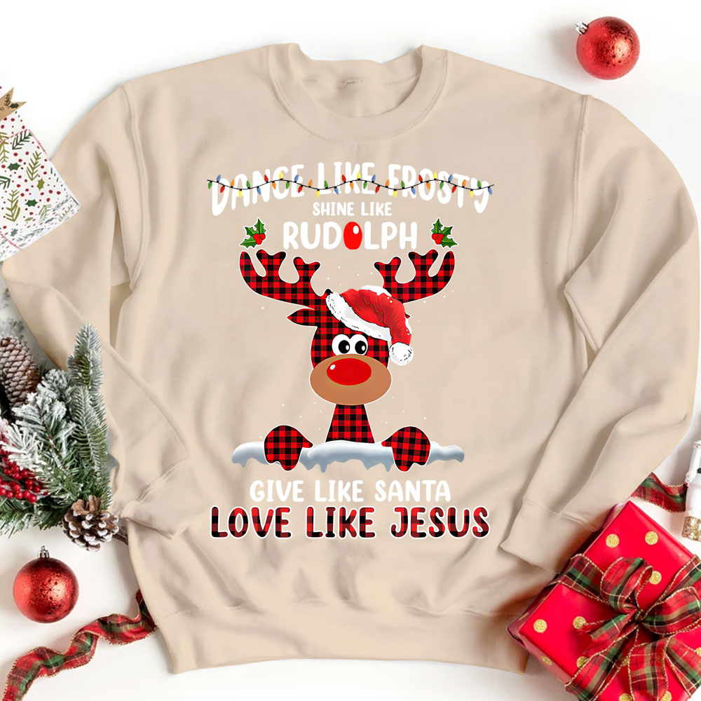Give like Santa Love Like Jesus Christmas Christian Sweatshirt