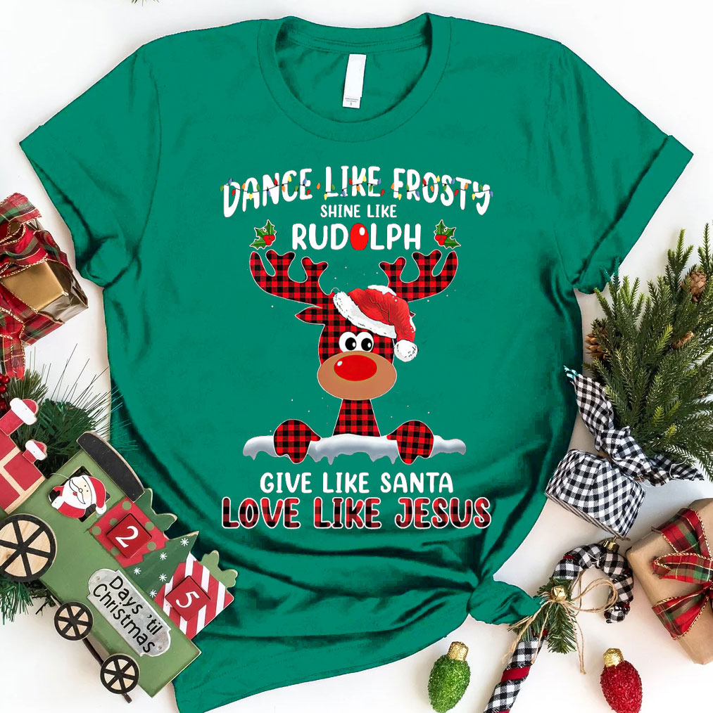 Give like Santa Love Like Jesus Christmas  Christian T-Shirt