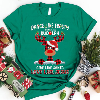 Give like Santa Love Like Jesus Christmas  Christian T-Shirt