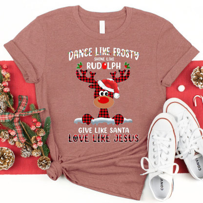 Give like Santa Love Like Jesus Christmas  Christian T-Shirt