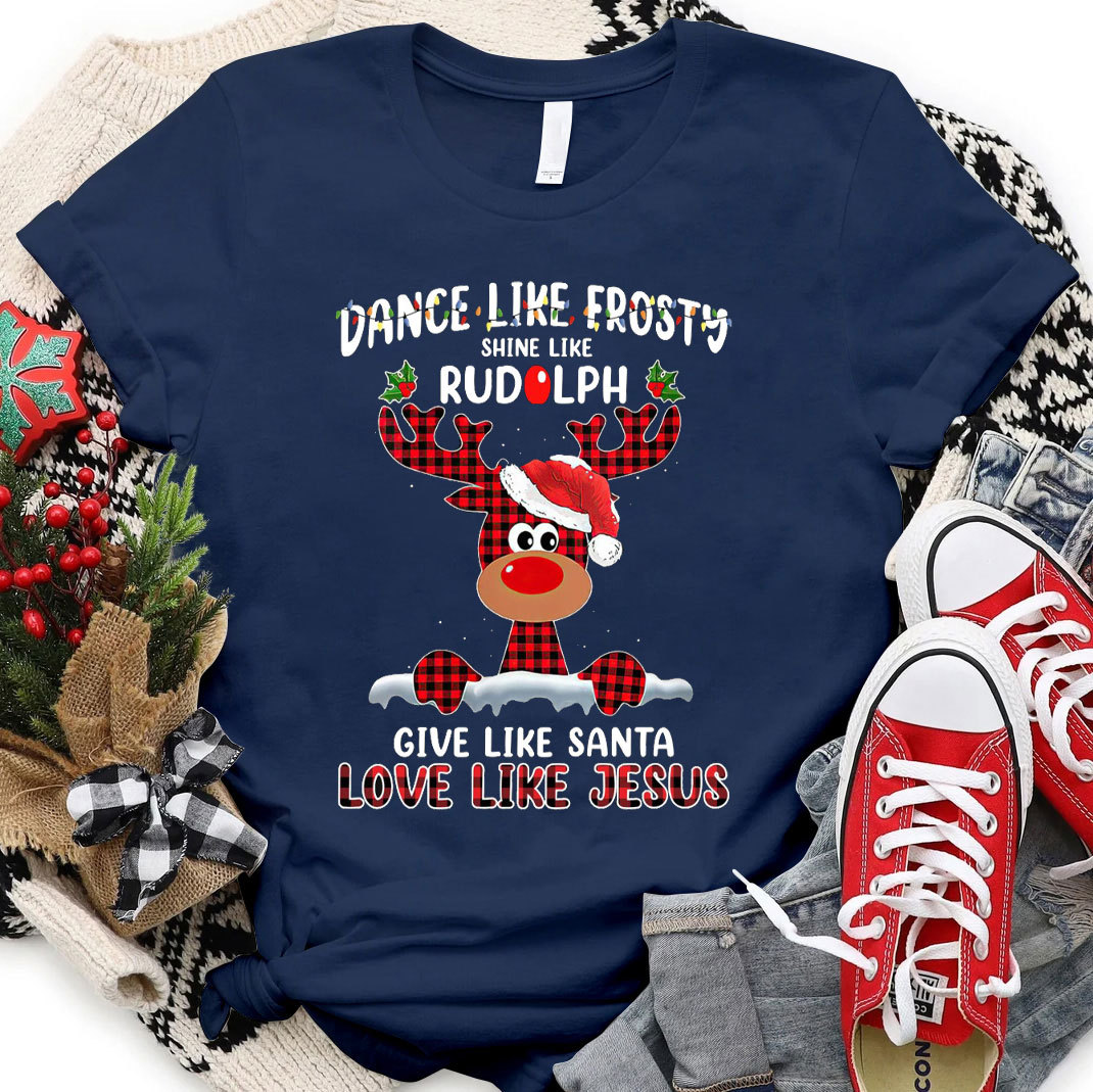 Give like Santa Love Like Jesus Christmas  Christian T-Shirt