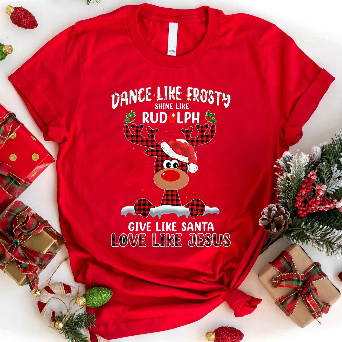 Give like Santa Love Like Jesus Christmas  Christian T-Shirt