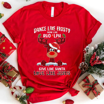 Give like Santa Love Like Jesus Christmas  Christian T-Shirt