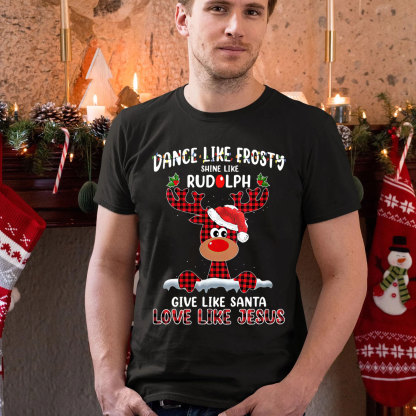 Give like Santa Love Like Jesus Christmas  Christian T-Shirt