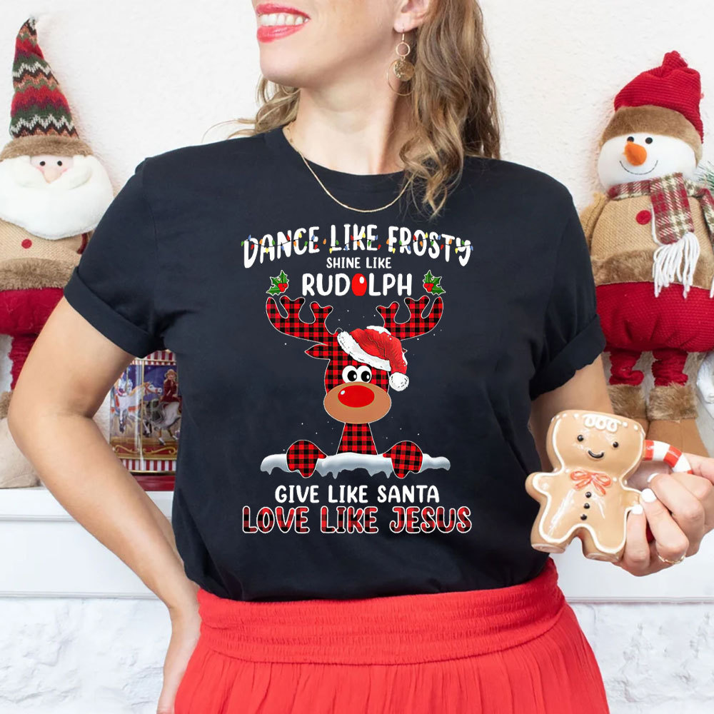 Give like Santa Love Like Jesus Christmas  Christian T-Shirt