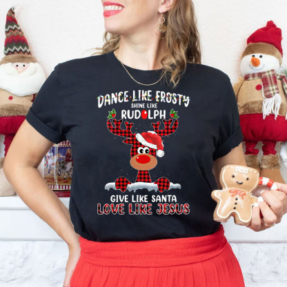 Give like Santa Love Like Jesus Christmas  Christian T-Shirt