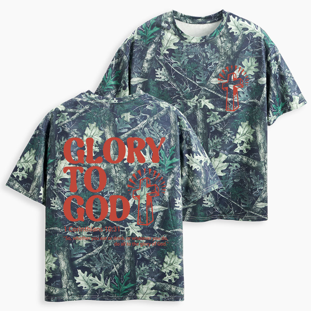 Glory To God Christian Camo T-Shirt