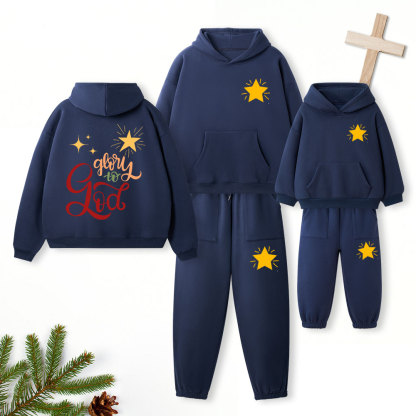 Glory To God Christian Premium Matching Fleece Hoodie Set