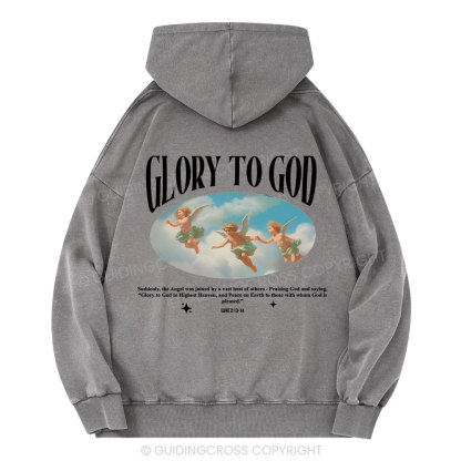 Glory To God Christian Washed Hoodie