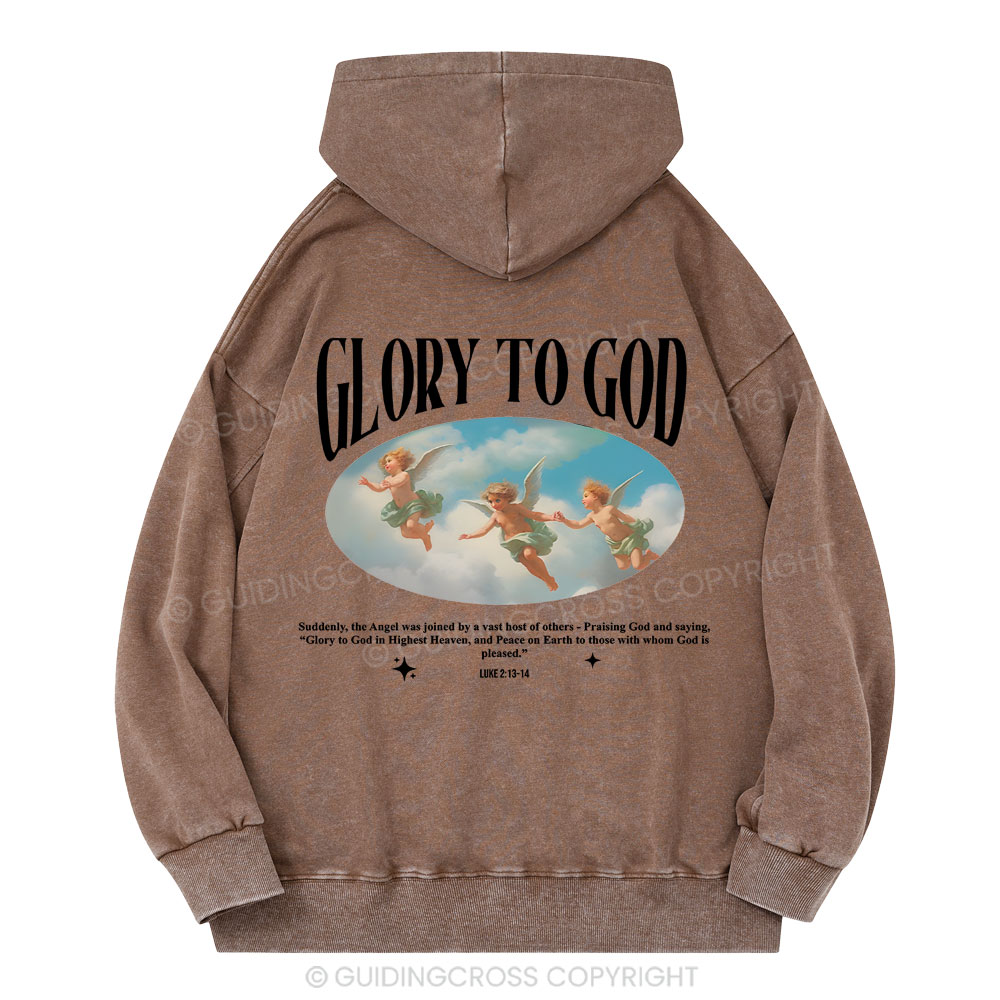 Glory To God Christian Washed Hoodie