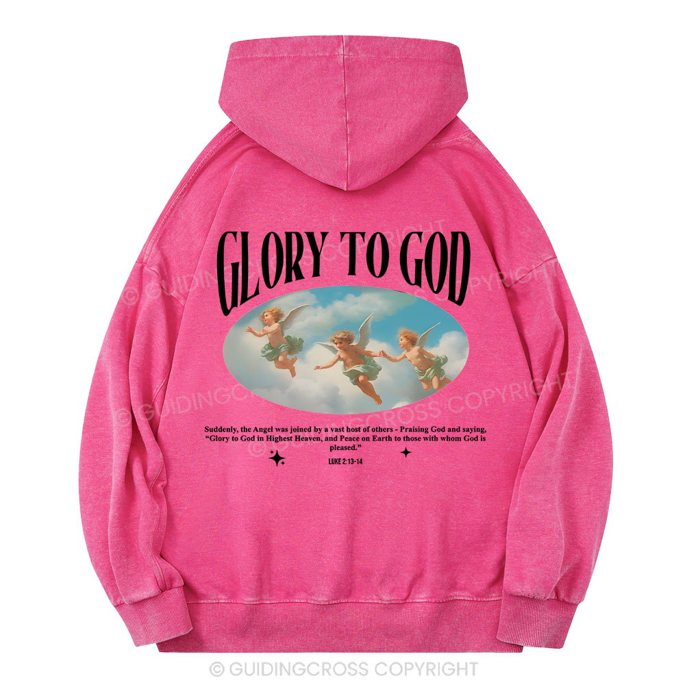 Glory To God Christian Washed Hoodie