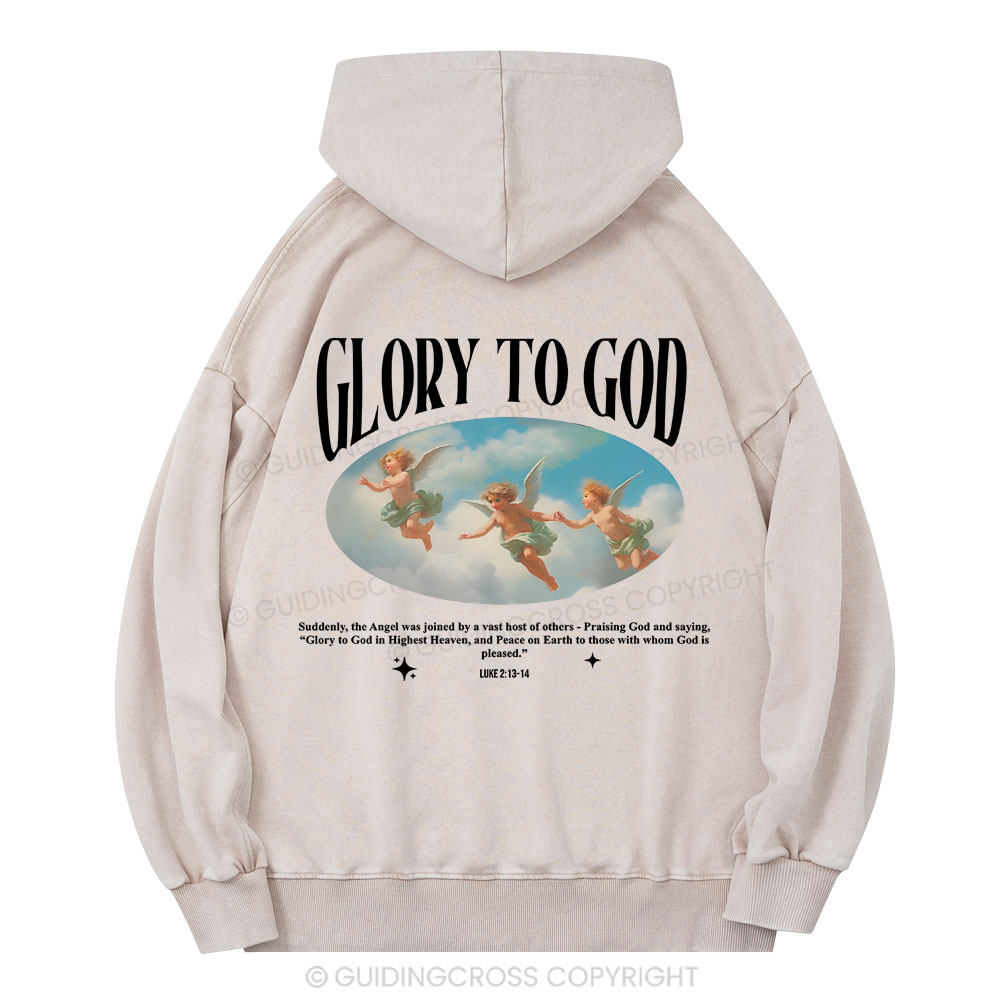 Glory To God Christian Washed Hoodie