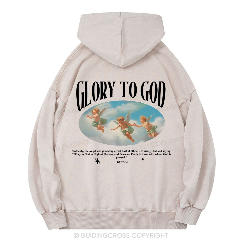 Glory To God Christian Washed Hoodie