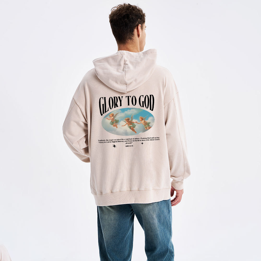 Glory To God Christian Washed Hoodie