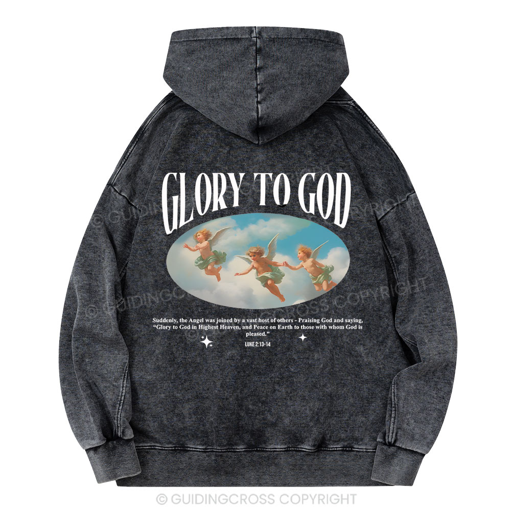 Glory To God Christian Washed Hoodie