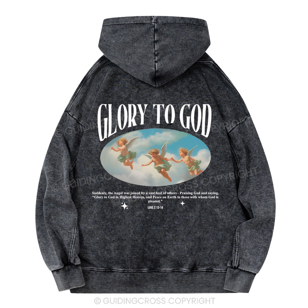 Glory To God Christian Washed Hoodie
