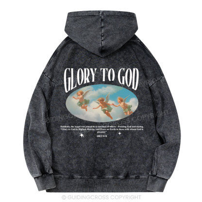 Glory To God Christian Washed Hoodie