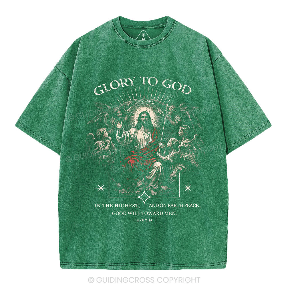 Glory To God Christian Washed T-Shirt