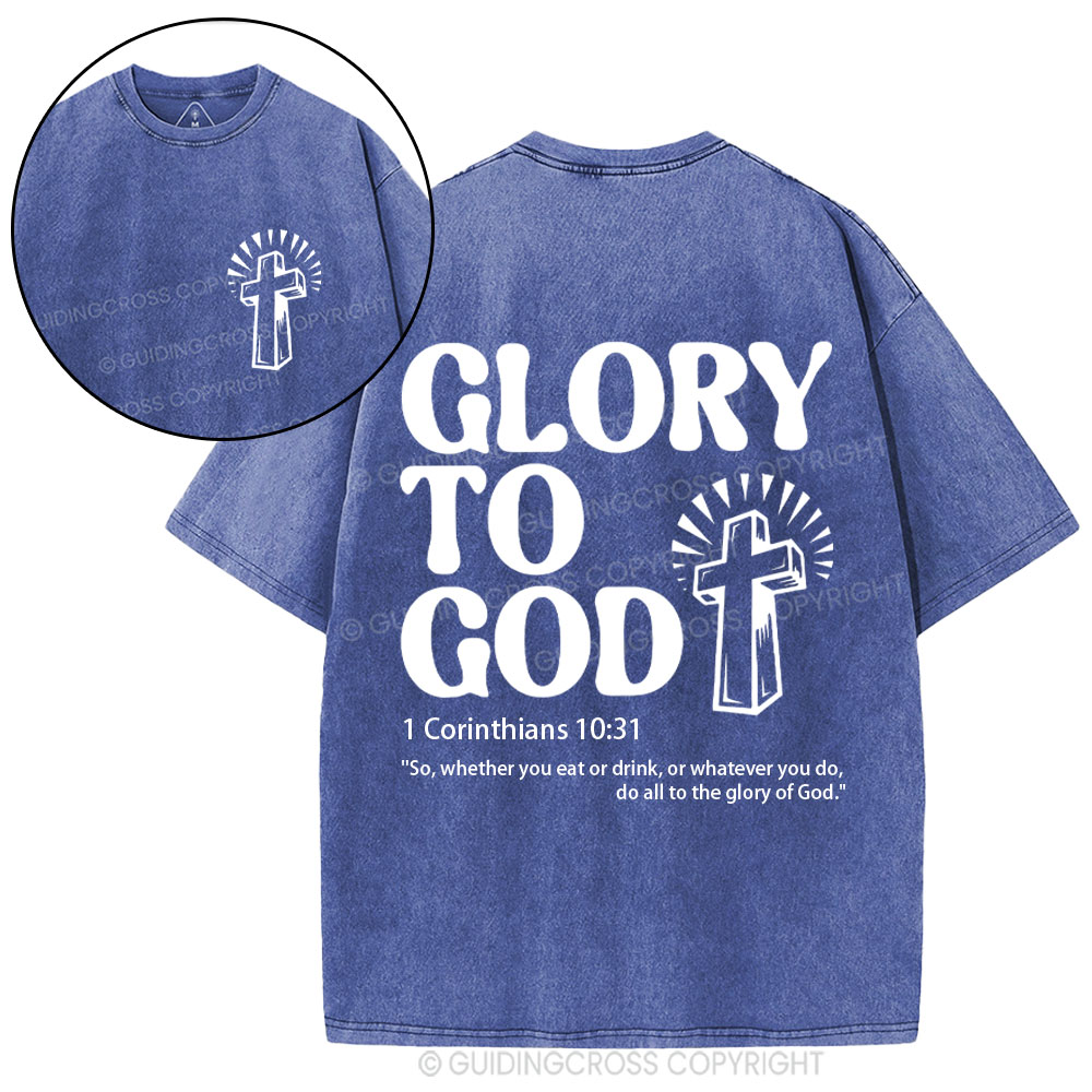 Glory To God Christian Washed T-Shirt