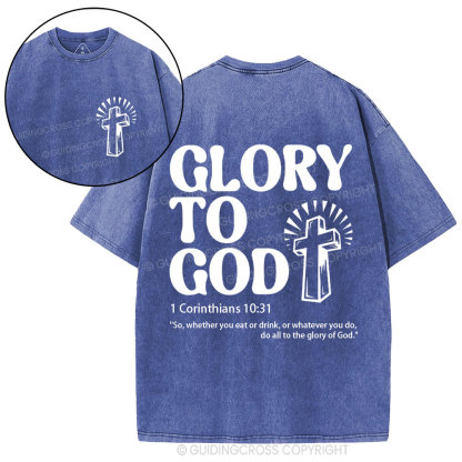 Glory To God Christian Washed T-Shirt