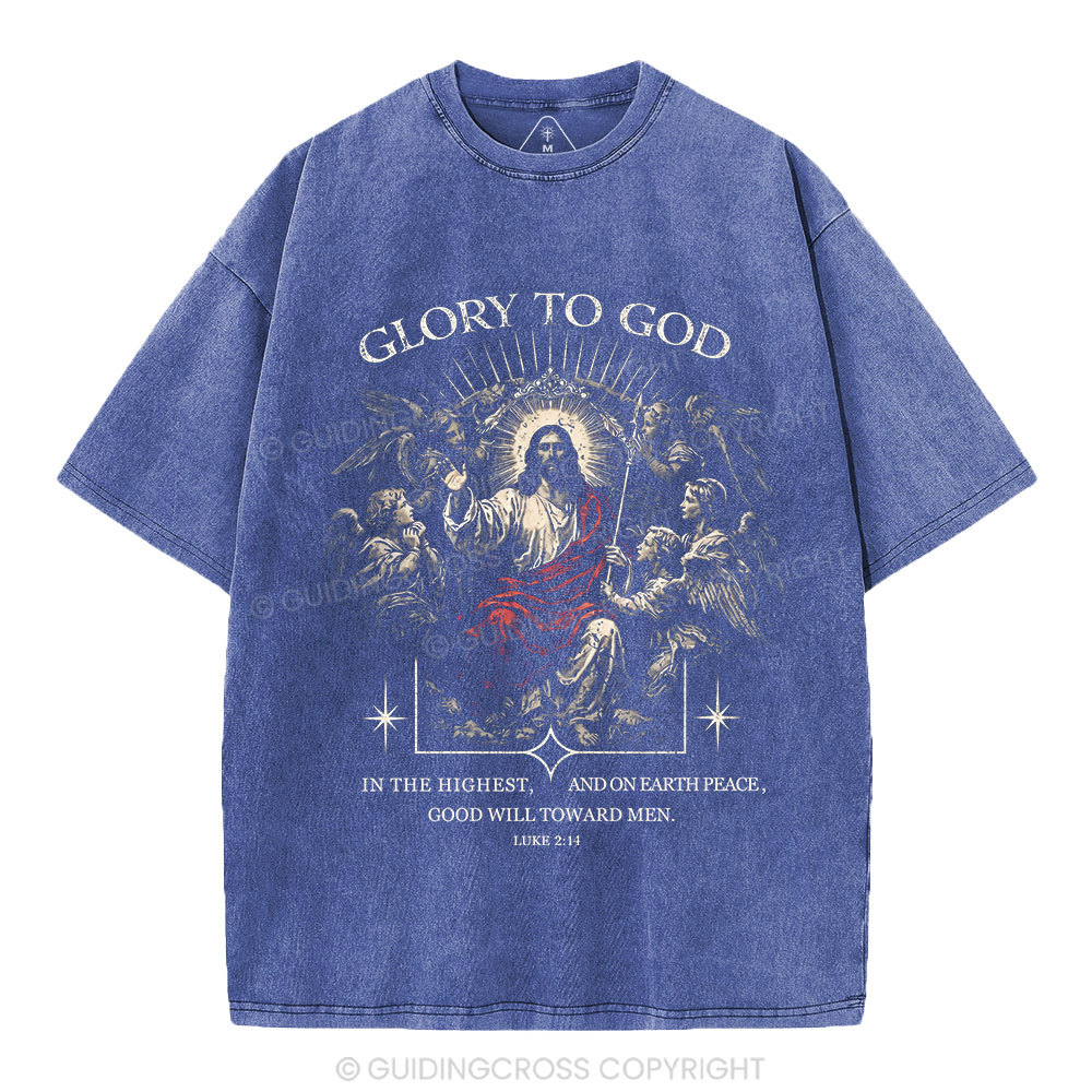 Glory To God Christian Washed T-Shirt