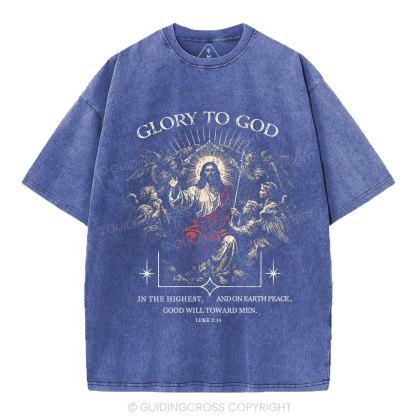 Glory To God Christian Washed T-Shirt