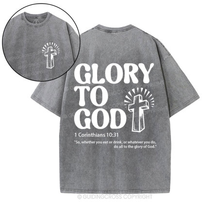 Glory To God Christian Washed T-Shirt