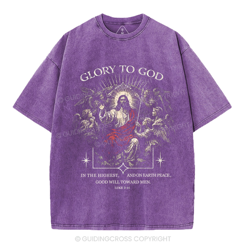 Glory To God Christian Washed T-Shirt