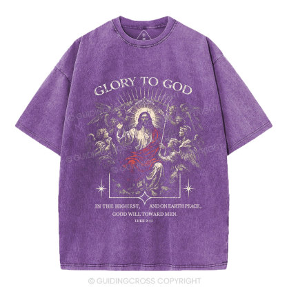 Glory To God Christian Washed T-Shirt