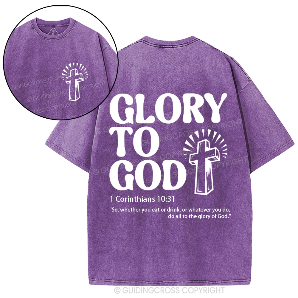 Glory To God Christian Washed T-Shirt