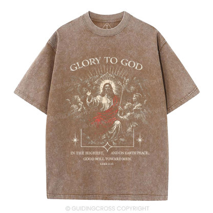 Glory To God Christian Washed T-Shirt