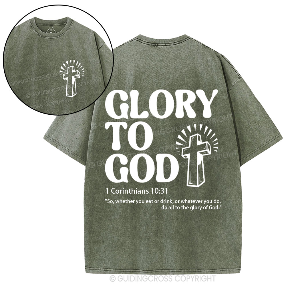 Glory To God Christian Washed T-Shirt