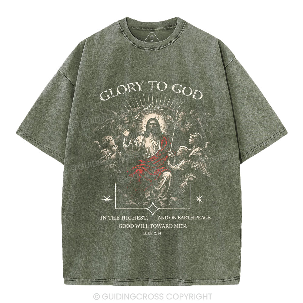 Glory To God Christian Washed T-Shirt