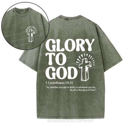 Glory To God Christian Washed T-Shirt