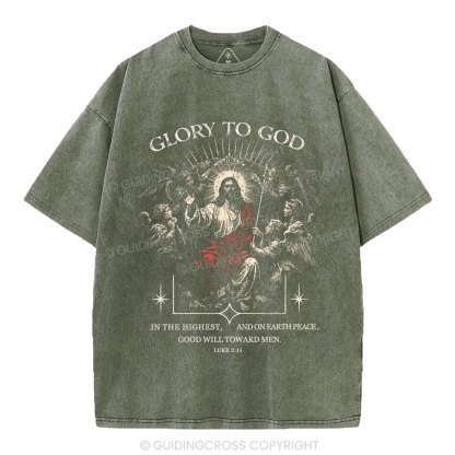 Glory To God Christian Washed T-Shirt
