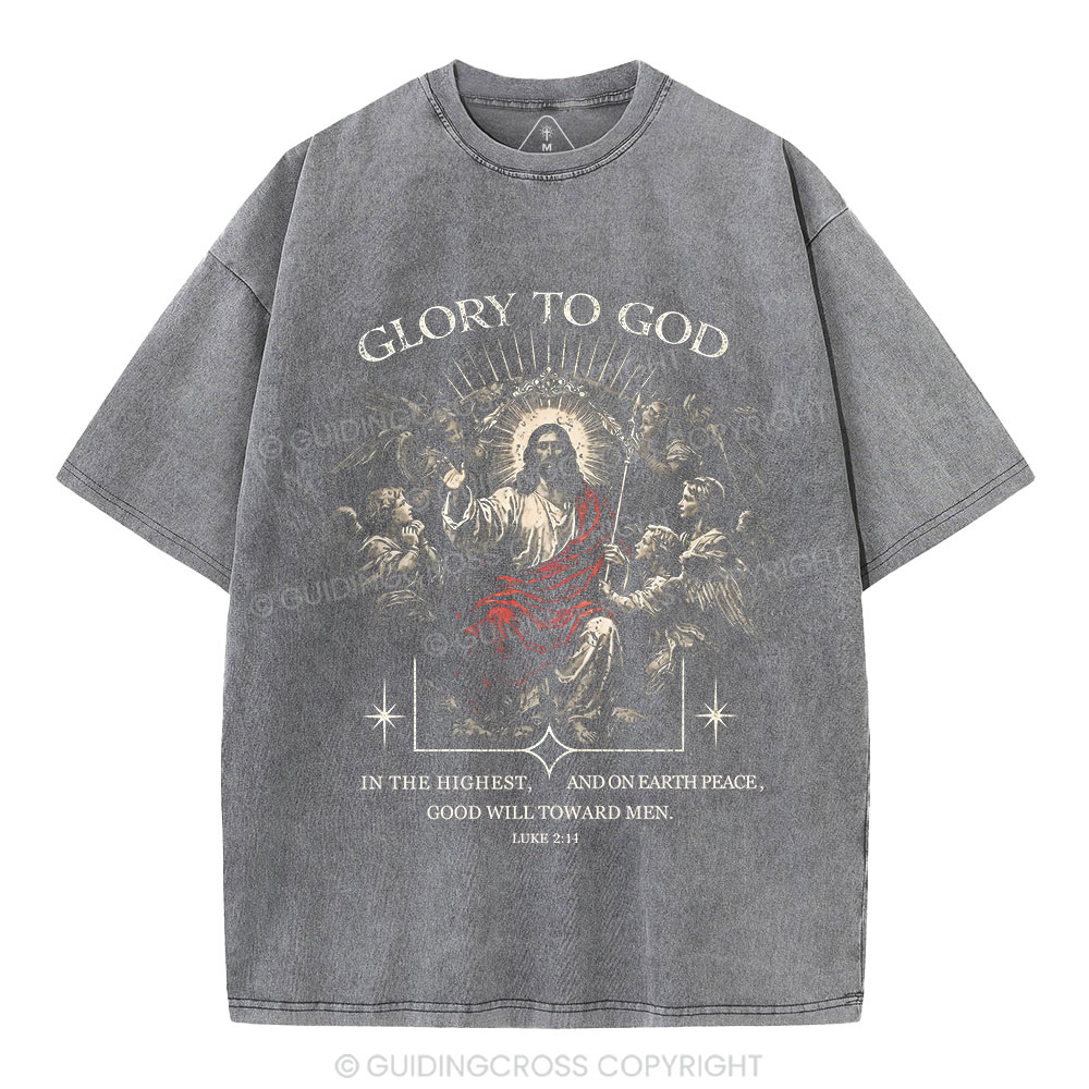 Glory To God Christian Washed T-Shirt
