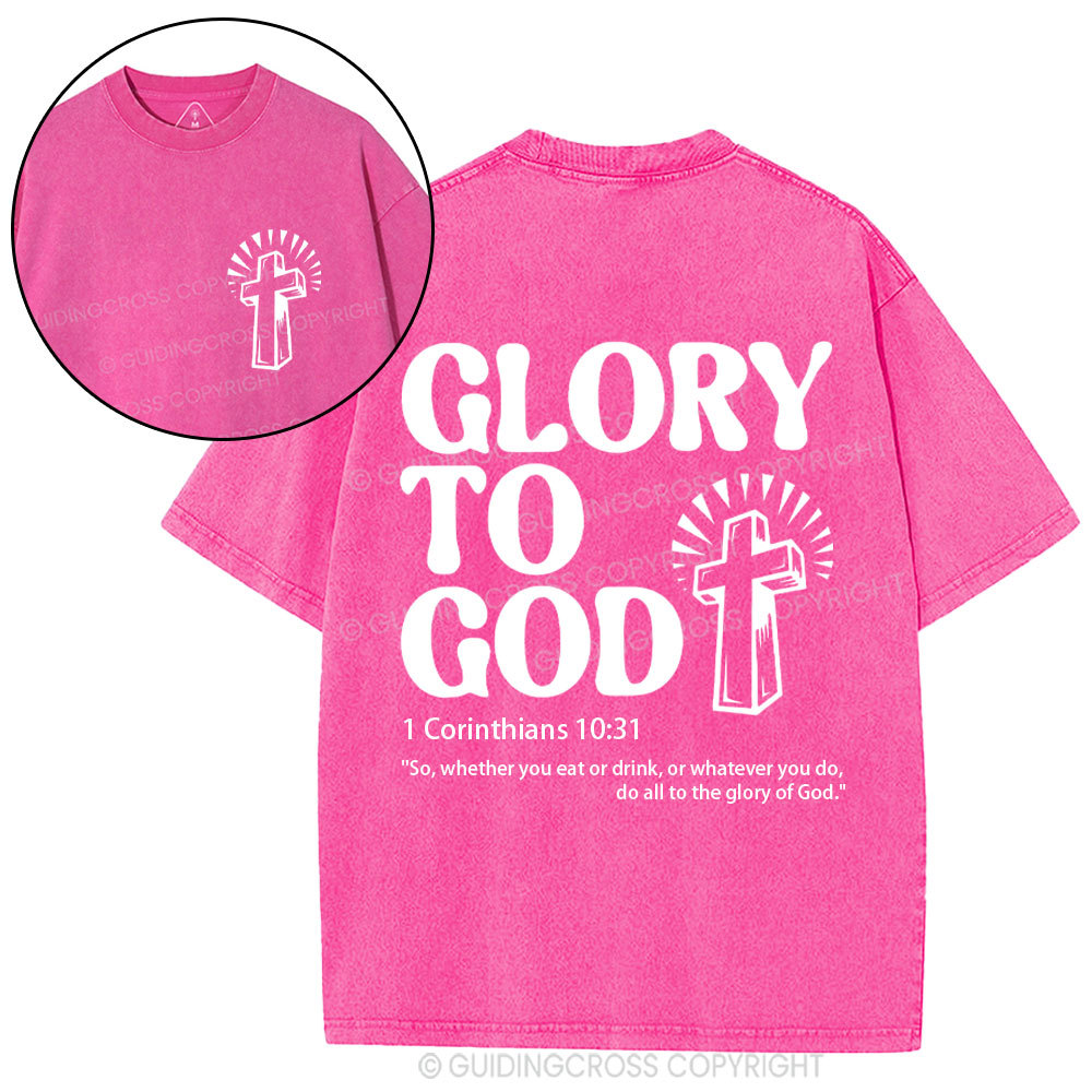 Glory To God Christian Washed T-Shirt
