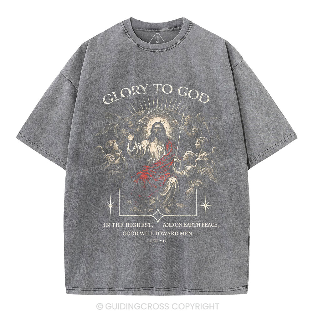 Glory To God Christian Washed T-Shirt